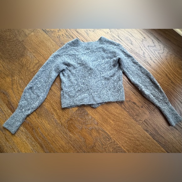 Quince Alpaca Wool Blend Cropped Cardigan Sweater M Medium Gray - Picture 10 of 16
